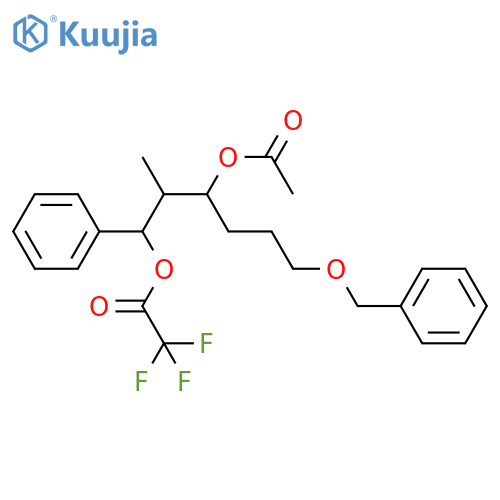 Acetic acid, trifluoro-,3-(acetyloxy)-2-methyl-1-phenyl-6-(phenylmethoxy)hexyl ester structure