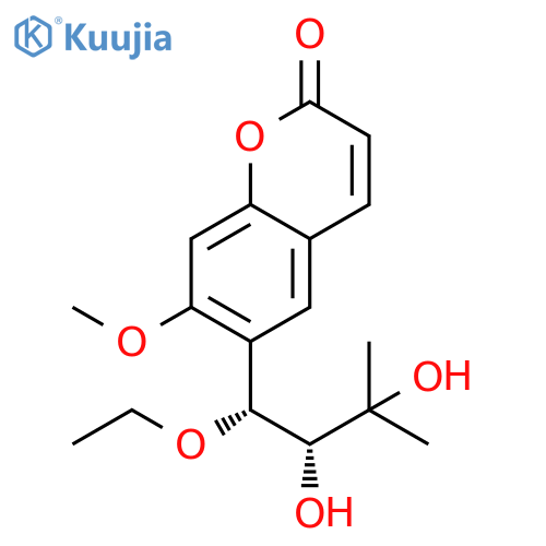 2H-1-Benzopyran-2-one, 6-[(1R,2R)-1-ethoxy-2,3-dihydroxy-3-methylbutyl]-7-methoxy- structure