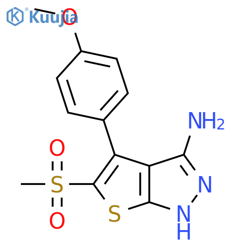 5-Methanesulfonyl-4-(4-methoxy-phenyl)-1H-thieno[2,3-c]pyrazol-3-ylamine structure