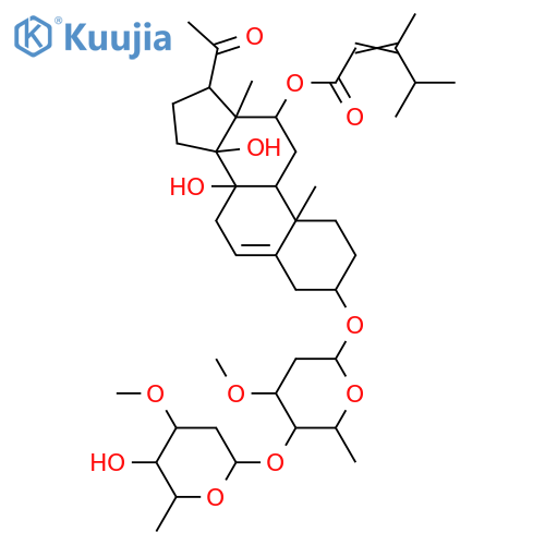 3,8,12,14-Tetrahydroxypregn-5-en-20-one; (3β,12β,14β,17α)-form, 12-O-(3,4-Dimethyl-2E-pentenoyl), 3-O-[β-D-cymaropyranosyl-(1→4)-β-D-cymaropyranoside] structure