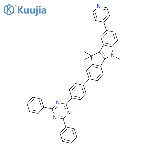 Indeno[1,2-b]indole, 2-[4-(4,6-diphenyl-1,3,5-triazin-2-yl)phenyl]-5,10-dihydro-5,10,10-trimethyl-8-(4-pyridinyl)- structure