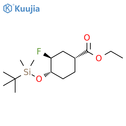 ethyl(1R,3S,4S)-4-((tert-butyldimethylsilyl)oxy)-3-fluorocyclohexane-1-carboxylate structure