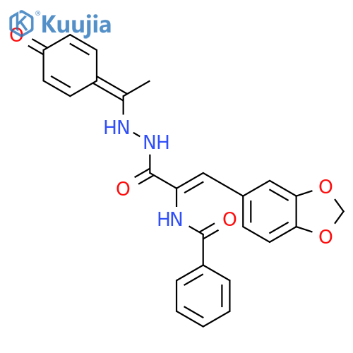 2-Propenoic acid,3-(1,3-benzodioxol-5-yl)-2-(benzoylamino)-,2-[1-(4-hydroxyphenyl)ethylidene]hydrazide structure