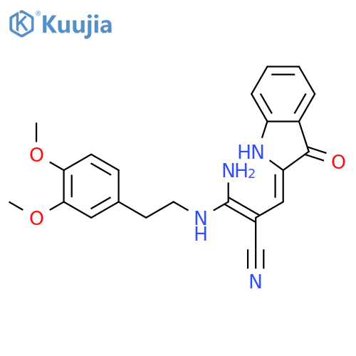 2-Propenenitrile,3-amino-2-[(1,3-dihydro-3-oxo-2H-indol-2-ylidene)methyl]-3-[[2-(3,4-dimethoxyphenyl)ethyl]amino]- structure