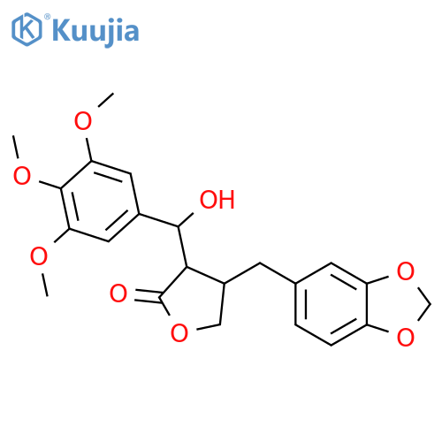 2(3H)-Furanone,4-(1,3-benzodioxol-5-ylmethyl)dihydro-3-[(S)-hydroxy(3,4,5-trimethoxyphenyl)methyl]-,(3S,4R)- structure