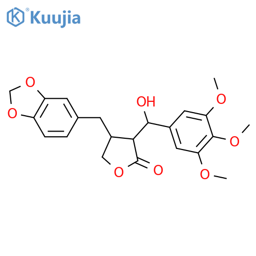 2(3H)-Furanone,4-(1,3-benzodioxol-5-ylmethyl)dihydro-3-[(R)-hydroxy(3,4,5-trimethoxyphenyl)methyl]-,(3S,4R)- structure