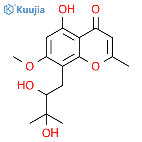 4H-1-Benzopyran-4-one, 8-(2,3-dihydroxy-3-methylbutyl)-5-hydroxy-7-methoxy-2-methyl- (9CI) structure