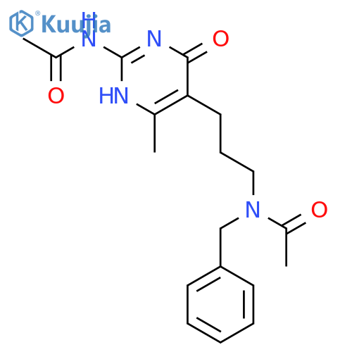 Acetamide,N-[3-[2-(acetylamino)-1,6-dihydro-4-methyl-6-oxo-5-pyrimidinyl]propyl]-N-(phenylmethyl)- structure