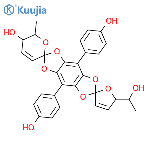 Dispiro[furan-2(5H),2'-benzo[1,2-d:4,5-d']bis[1,3]dioxole-6',2''-[2H]pyran]-5-methanol,5'',6''-dihydro-5''-hydroxy-4',8'-bis(4-hydroxyphenyl)-a,6''-dimethyl-, stereoisomer (9CI) structure
