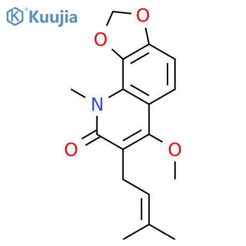 1,3-Dioxolo[4,5-h]quinolin-8(9H)-one,6-methoxy-9-methyl-7-(3-methyl-2-buten-1-yl)- structure