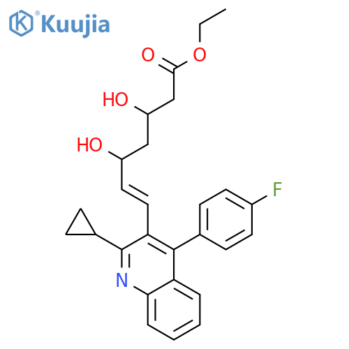 Ethyl (E)-3,5-dihydroxy-7-[2-cyclopropyl-4-(4-fluorophenyl)-3-quinolinyl]-hept-6-enoate structure