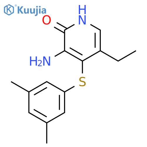 3-amino-4-[(3,5-dimethylphenyl)sulfanyl]-5-ethylpyridin-2(1H)-one structure