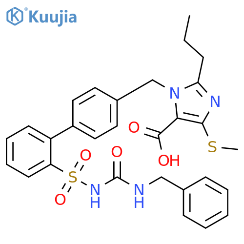 1H-Imidazole-5-carboxylic acid,4-(methylthio)-1-[[2'-[[[[(phenylmethyl)amino]carbonyl]amino]sulfonyl][1,1'-biphenyl]-4-yl]methyl]-2-propyl- structure
