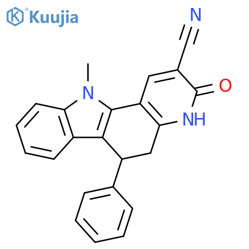 3H-Pyrido[3,2-a]carbazole-2-carbonitrile,4,5,6,11-tetrahydro-11-methyl-3-oxo-6-phenyl- structure