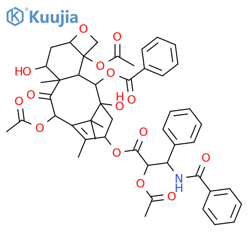 Benzenepropanoic acid, α-(acetyloxy)-β-(benzoylamino)-, (2aR,4R,4aS,6R,9S,11S,12S,12aR,12bS)-6,12b-bis(acetyloxy)-12-(benzoyloxy)-2a,3,4,4a,5,6,9,10,11,12,12a,12b-dodecahydro-4,11-dihydroxy-4a,8,13,13-tetramethyl-5-oxo-7,11-methano-1H-cyclodeca[3,4]benz[1,2-b]oxet-9-yl ester, (αR,βS)- structure
