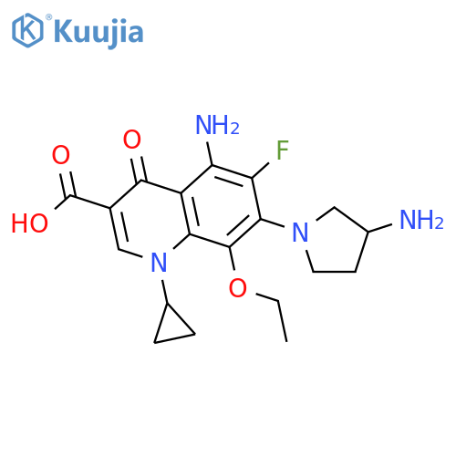 3-Quinolinecarboxylicacid,5-amino-7-(3-amino-1-pyrrolidinyl)-1-cyclopropyl-8-ethoxy-6-fluoro-1,4-dihydro-4-oxo- structure