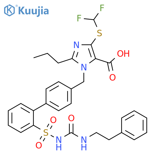 1H-Imidazole-5-carboxylic acid,4-[(difluoromethyl)thio]-1-[[2'-[[[[(2-phenylethyl)amino]carbonyl]amino]sulfonyl][1,1'-biphenyl]-4-yl]methyl]-2-propyl- structure
