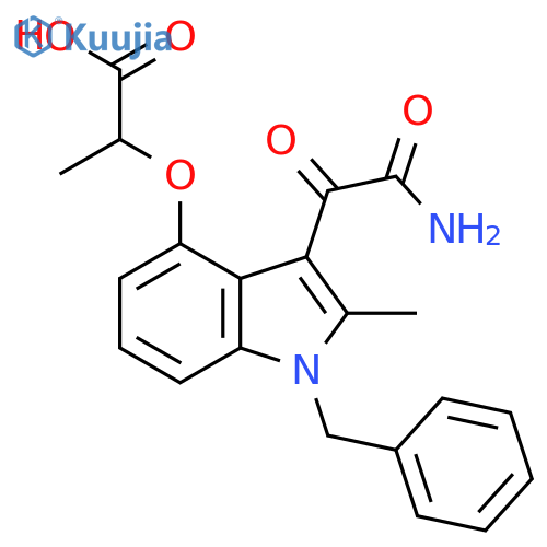 Propanoic acid,2-[[3-(aminooxoacetyl)-2-methyl-1-(phenylmethyl)-1H-indol-4-yl]oxy]- structure