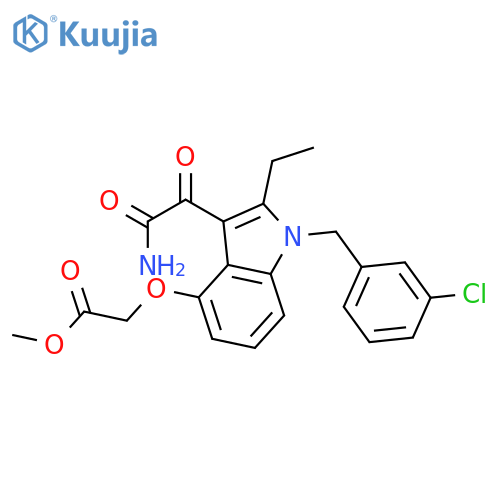 ACETIC ACID, [[3-(AMINOOXOACETYL)-1-[(3-CHLOROPHENYL)METHYL]-2-ETHYL-1H-INDOL-4-YL]OXY]-, METHYL ESTER structure