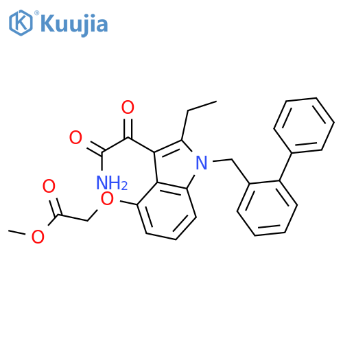 ACETIC ACID, [[3-(AMINOOXOACETYL)-1-([1,1'-BIPHENYL]-2-YLMETHYL)-2-ETHYL-1H-INDOL-4-YL]OXY]-, METHYL ESTER structure
