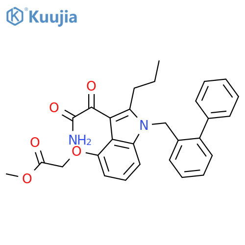 ACETIC ACID, [[3-(AMINOOXOACETYL)-1-([1,1'-BIPHENYL]-2-YLMETHYL)-2-PROPYL-1H-INDOL-4-YL]OXY]-, METHYL ESTER structure
