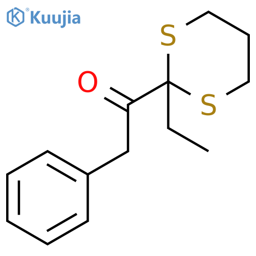 Ethanone, 1-(2-ethyl-1,3-dithian-2-yl)-2-phenyl- structure