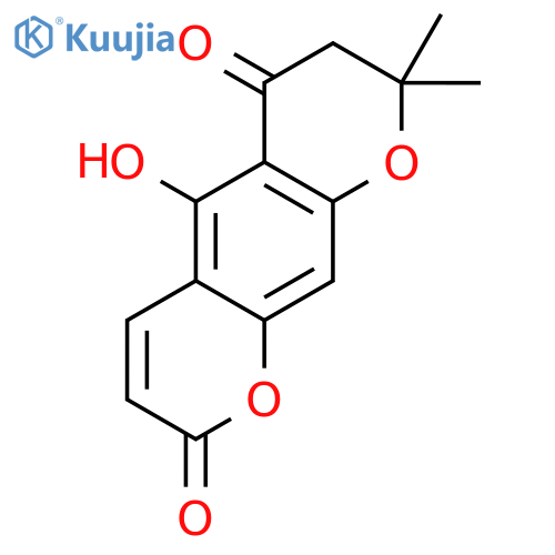 5-hydroxy-8,8-dimethyl-7,8-dihydro-2H,6H-pyrano[3,2-g]chromene-2,6-dione structure