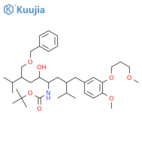 Carbamic acid, N-[(1S,2S,4S)-2-hydroxy-1-[(2S)-2-[[4-methoxy-3-(3-methoxypropoxy)phenyl]methyl]-3-methylbutyl]-5-methyl-4-[(phenylmethoxy)methyl]hexyl]-, 1,1-dimethylethyl ester structure