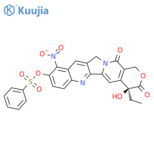 1H-Pyrano[3',4':6,7]indolizino[1,2-b]quinoline-3,14(4H,12H)-dione, 4-ethyl-4-hydroxy-10-nitro-9-[(phenylsulfonyl)oxy]-, (4S)- structure