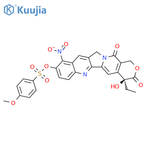 Benzenesulfonic acid, 4-methoxy-, (4S)-4-ethyl-3,4,12,14-tetrahydro-4-hydroxy-10-nitro-3,14-dioxo-1H-pyrano[3',4':6,7]indolizino[1,2-b]quinolin-9-yl ester structure