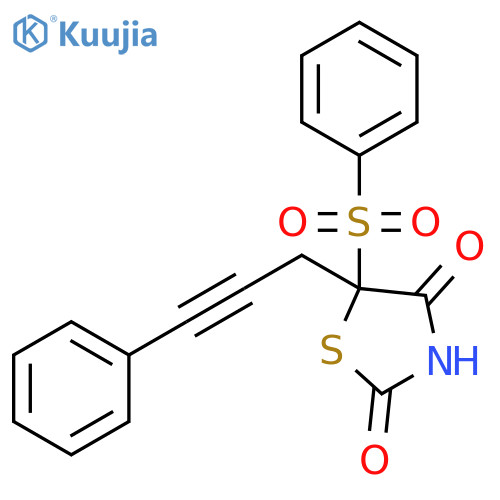 2,4-Thiazolidinedione, 5-(3-phenyl-2-propynyl)-5-(phenylsulfonyl)- structure