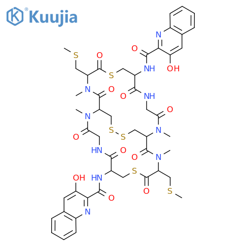 3-hydroxy-N-[7-[(3-hydroxyquinoline-2-carbonyl)amino]-2,12,15,25-tetramethyl-11,24-bis(methylsulfanylmethyl)-3,6,10,13,16,19,23,26-octaoxo-9,22,28,29-tetrathia-2,5,12,15,18,25-hexazabicyclo[12.12.4]triacontan-20-yl]quinoline-2-carboxamide structure