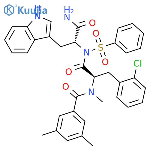 D-Tryptophanamide,2-chloro-N-(3,5-dimethylbenzoyl)-N-methyl-D-phenylalanyl-N-(phenylsulfonyl)- structure
