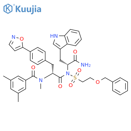 D-Tryptophanamide,N-(3,5-dimethylbenzoyl)-4-(5-isoxazolyl)-N-methyl-D-phenylalanyl-N-[[2-(phenylmethoxy)ethyl]sulfonyl]- structure