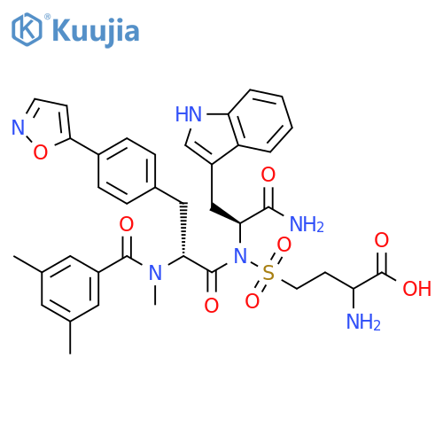 L-Tryptophanamide,N-(3,5-dimethylbenzoyl)-4-(5-isoxazolyl)-N-methyl-D-phenylalanyl-N-[(3-amino-3-carboxypropyl)sulfonyl]- structure