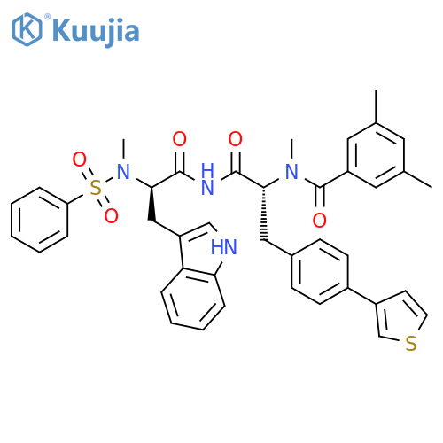 D-Tryptophanamide,N-(3,5-dimethylbenzoyl)-N-methyl-4-(3-thienyl)-D-phenylalanyl-N-methyl-N-(phenylsulfonyl)- structure