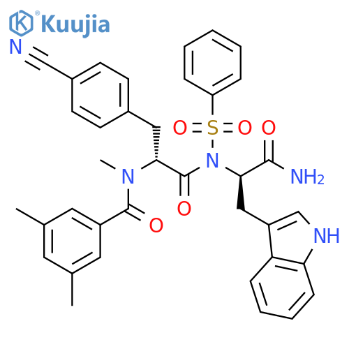 D-Tryptophanamide,4-cyano-N-(3,5-dimethylbenzoyl)-N-methyl-D-phenylalanyl-N-(phenylsulfonyl)- structure