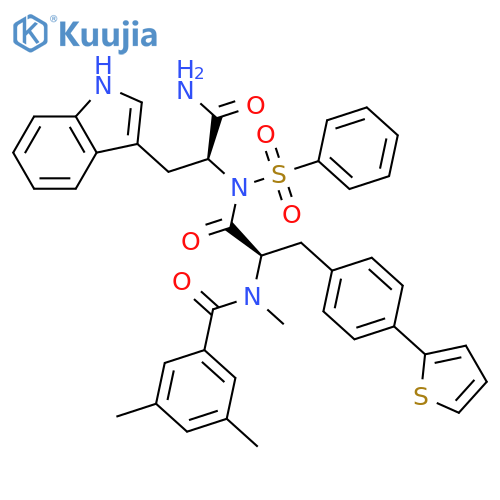 L-Tryptophanamide,N-(3,5-dimethylbenzoyl)-N-methyl-4-(2-thienyl)-D-phenylalanyl-N-(phenylsulfonyl)- structure