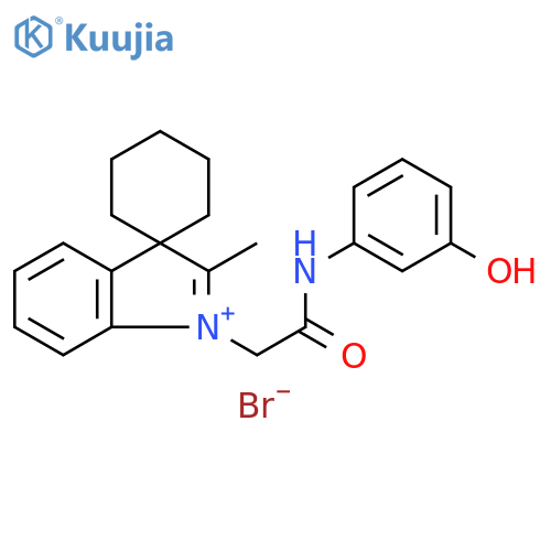 Spiro[cyclohexane-1,3'-[3H]indolium], 1'-[2-[(3-hydroxyphenyl)amino]-2-oxoethyl]-2'-methyl-, bromide (1:1) structure