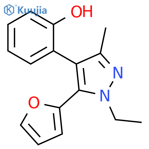 Phenol, 2-[1-ethyl-5-(2-furanyl)-3-methyl-1H-pyrazol-4-yl]- structure