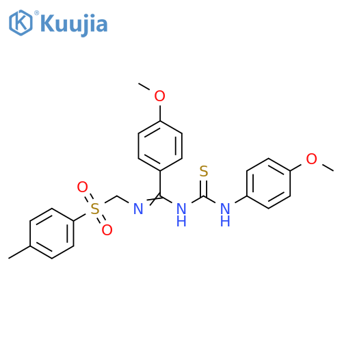1-(4-methoxyphenyl)-3-(1E)-(4-methoxyphenyl)({(4-methylbenzenesulfonyl)methylimino})methylthiourea structure