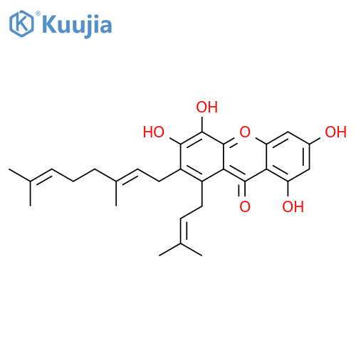 9H-Xanthen-9-one,2-[(2E)-3,7-dimethyl-2,- 6-octadienyl]-3,4,6,8-tetrahydroxy-1-(3- methyl-2-butenyl)- structure