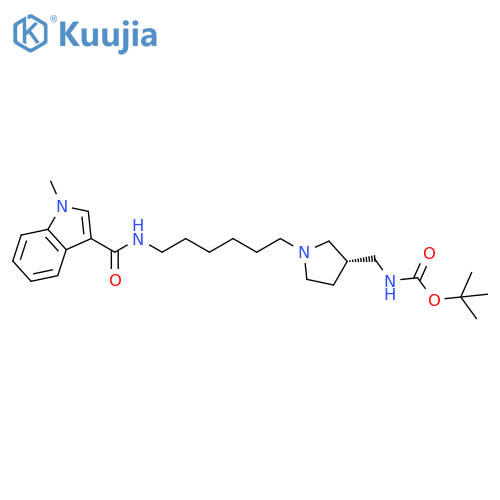 Carbamic acid, [[(3S)-1-[6-[[(1-methyl-1H-indol-3-yl)carbonyl]amino]hexyl]-3-pyrrolidinyl]methyl]-, 1,1-dimethylethyl ester (9CI) structure