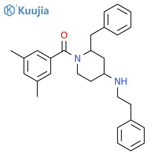 4-Piperidinamine,1-(3,5-dimethylbenzoyl)-N-(2-phenylethyl)-2-(phenylmethyl)-, (2R,4S)- structure