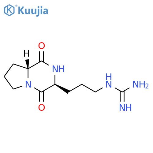 Guanidine, N-[3-[(3S,8aR)-octahydro-1,4-dioxopyrrolo[1,2-a]pyrazin-3-yl]propyl]- structure