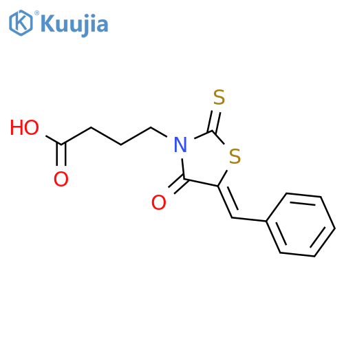 4-[(5E)-4-oxo-5-(phenylmethylidene)-2-sulfanylidene-1,3-thiazolidin-3-yl]butanoic acid structure