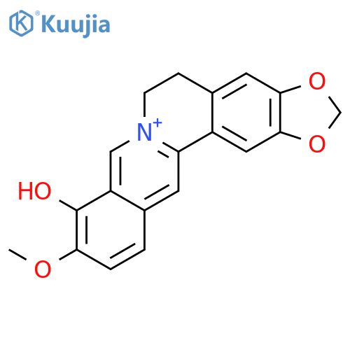 9-hydroxy-10-methoxy-5,6-dihydro[1,3]dioxolo[4,5-g]isoquino[3,2-a]isoquinolin-7-ium structure