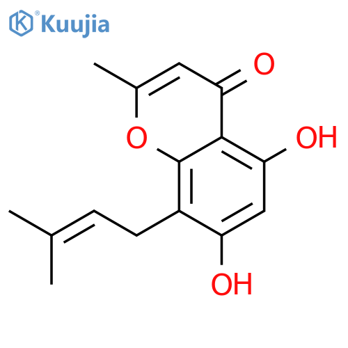 2-methyl-5,7-dihydroxy-8-(3-methyl-2-butenyl)chromone structure