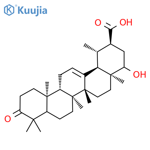 22α-Hydroxy-3-oxo-12-ursen-30-oic acid structure