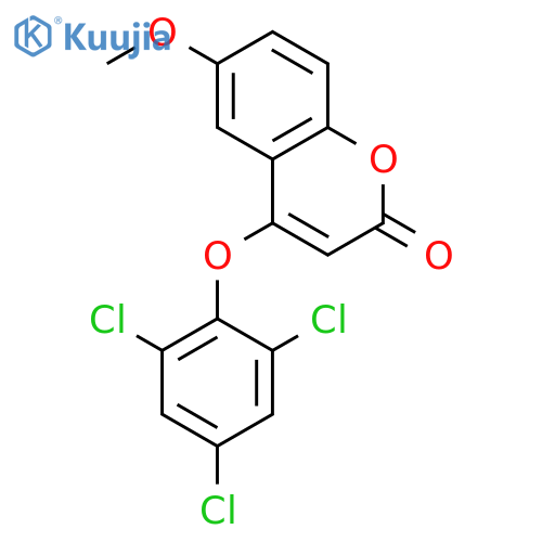 2H-1-Benzopyran-2-one, 6-methoxy-4-(2,4,6-trichlorophenoxy)- structure